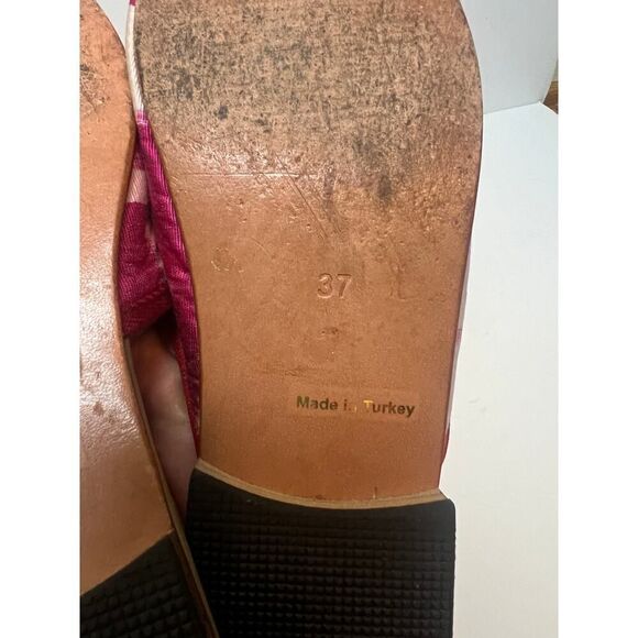 Artemis Pink White Silk Mule Slides Sz. 37 (US 6.5) - Picture 5 of 7